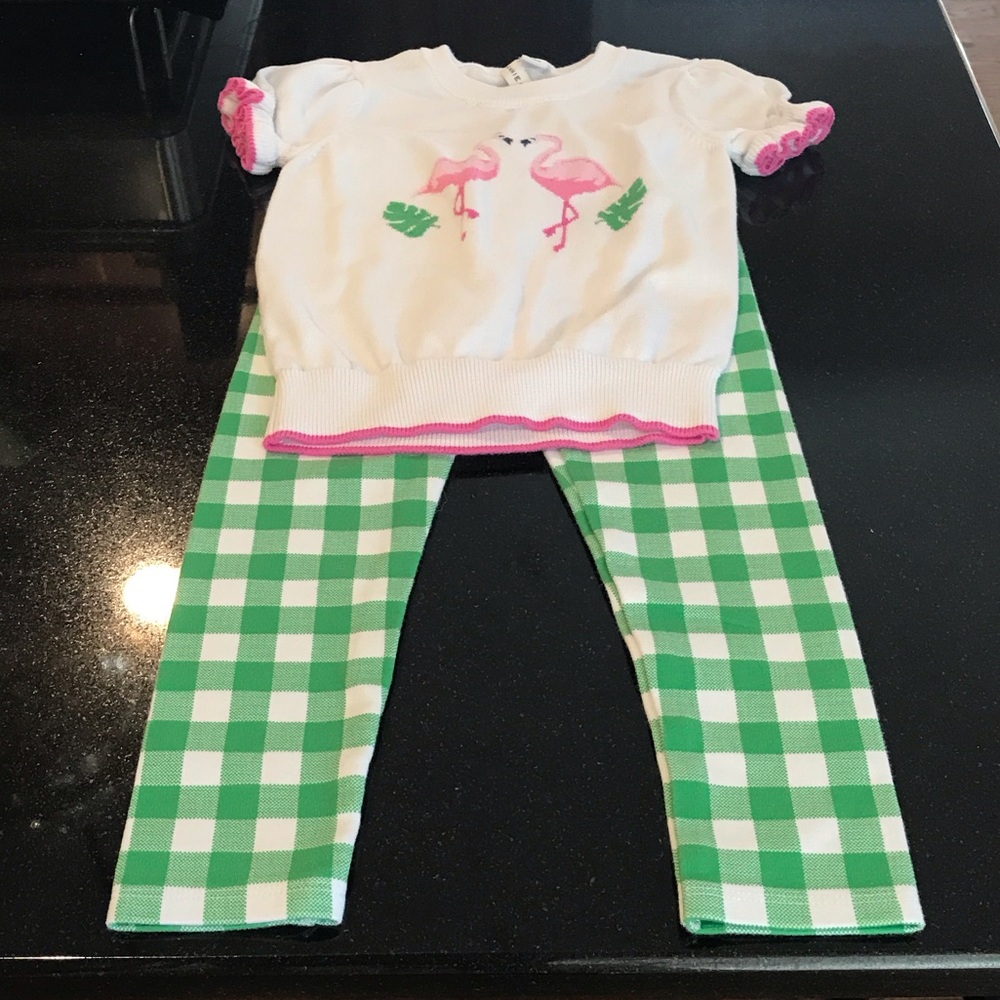 Janie and Jack Green Checkered Pants and Sweater
